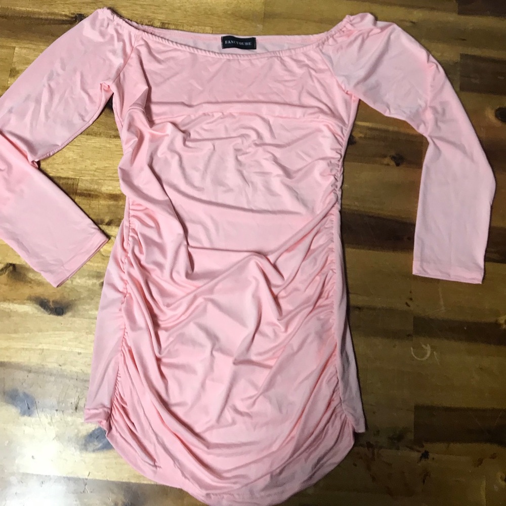 Pink Ruche Mini Dress Size Small